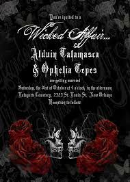 Skulls And Roses Gothic Halloween Wedding Invitation Save The Halloween Wedding Invitations Halloween Themed Wedding Gothic Wedding Invitations