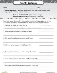Complete Sentences Worksheets 4th Grade Run On Sentences Worksheet In 2020 Sentence Correction Worksheets Writing Complete Sentences Writing Sentences Worksheets