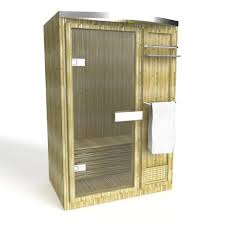 Wooden Glassed Sauna 3d Model Simple Object Wooden 3d Model