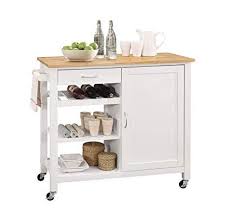 Butchers block island double overhang version country. Wido White Kitchen Trolley Cabinet Butchers Block Serving Storage Drawers Rack Wheels Wooden Cart Mobile Freestanding Island Home Garden Store Kitchen Furniture