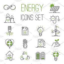 Energy Icons Vector Set Energy Logo Design Green Energy Logo Solar Energy