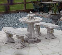 Once set up in their location, stone patio benches are sturdy, with a less likelihood of tipping over and breaking. Japanese Stone Benches Table Patio Set Garden Furniture