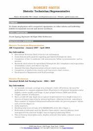 Dietetic Technician Resume Samples Qwikresume