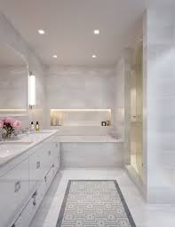Great Modern Master Bathroom With Flush Light Simple Marble Counters Contemporary Master Bathroom Modern Master Bathroom Contemporary Bathroom Designs