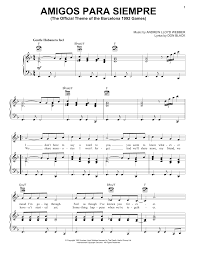 Olvidemos, el pasado y lo que diga la gente, la verdad es que te amo y me amas para siempre. Amigos Para Siempre Friends For Life Noten Andrew Lloyd Webber Klavier Gesang Gitarre Rechte Hand Melodie