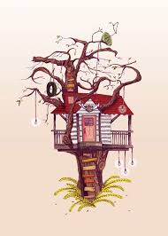 Driehoek Oldskull Net Tree House Drawing House Illustration House Drawing