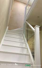 Full White Staircase With Glass Balustrade White Staircase Staircase Design Stairs Design
