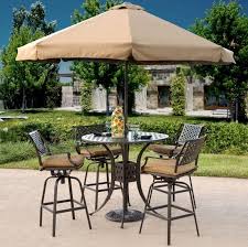 Outdoor Brown Classic Stained Steel Bistro Set With Patio Umbrella Also Glass And Cheap Patio Furniture Sets F Patio Patio Set With Umbrella Outdoor Patio Bar