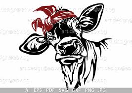 Vector Cow With Bandana Tongue 2 Colors Calf Head Ai Etsy Art Art Prints Svg