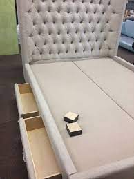 Shop allmodern for modern and contemporary beds to match your style and budget. Smart Winged Diamond Tufted Headboard Bed With Upholstered Bed Box Storage Drawers On Etsy 998 00 Headboards For Beds Remodel Bedroom Upholstered Beds