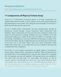 This description goes beyond being able to run fast or lift heavy weights. 11 Components Of Physical Fitness Free Essay Example