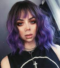 Pin By Lixs On Free Short Purple Hair Short Hair With Bangs Hair Streaks