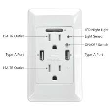 4pk Outlet Wall Plate With Led Night Lights Fast Charging W Dual Usb Ports 4 2a 606462410946 Ebay