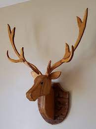 Recycled Wooden Deer Head Life Size With Antlers Etsy Wood Craft Patterns Deer Deer Head