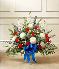 Maybe you would like to learn more about one of these? Red White Blue Sympathy Floor Basket At From You Flowers Blue Flower Arrangements Sympathy Flowers Flower Delivery