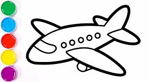 Real airplane coloring to print out; Airplane For Kids Toddlers Drawing And Coloring Pages With Poster Colors Sunny Colours Youtube