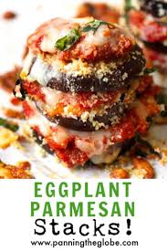 Eggplant Parmesan Stacks Baked Eggplant Towers With Sauce And Cheese Recipe In 2020 Recipes Mediterranean Recipes Yummy Casseroles