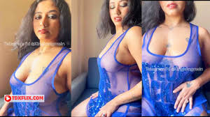 Yajna Saini Boobs Nipples Show in Transparent Blue Dress
