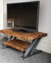 Rustic Oak Tv Stand Unit Cabinet Metal Z Frame Design Industrial Chic Rustic Furniture Design Industrial Design Furniture Vintage Industrial Furniture