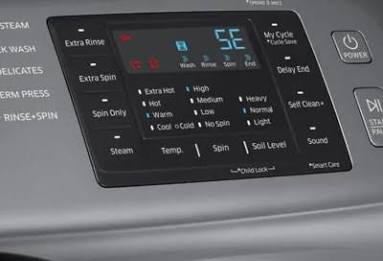 Panel digital Samsung con alerta de error en pantalla, generada por IA