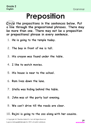 That shows the relationship between a noun or pronoun and other words in a sentence. Preposition Worksheets Www Grade1to6 Com