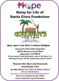 Stop by orlando's only fall relay… Coconut S Fish Cafe In Cupertino Holding Fundraiser Cupertino Today