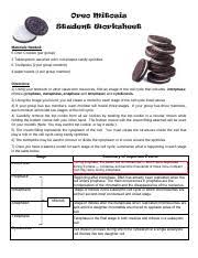 Worksheets are biology 1 work i selected answers, biology practice test 9 answer key 112008 1 mitosis e, meiosis and mitosis answers work. Oreo Mitosis Student Worksheet 2 Pdf Oreo Mitosis Student Worksheet Materials Needed 6 Oreo Cookies Per Group 2 Tablespoons Assorted Color Course Hero
