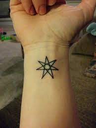Sign in to leave a comment. Seven Point Star Also Called A Heptagram Fairy Star And Elven Star Represents The Seven Gods And War Star Tattoos Wrist Tattoos For Guys Star Tattoo Meaning