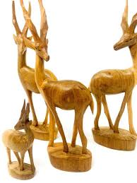 Vintage Wooden Carved Antelope Gazelle Ibex African Safari Safari Figurines Safari Decorations Animal Figurines