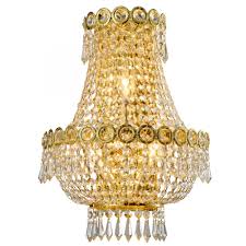 Crystal wall sconce lighting 3 tiers crystal wall lamp. Empire Collection 3 Light Gold Finish And Clear Crystal Wall Sconce Light 12 W X 7 H Mediu W23021g12 Fixture This