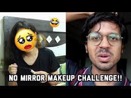 doing my makeup without a mirror + brother's reaction