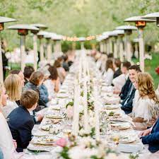 Everyone is seated as big platters and bowls of food are passed around the table, just like you might do with your own family at home. Wedding Reception Meal Styles Menu Ideas