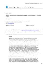 Pdf Evidence Based Medicine In Undergraduate Medical Education A Literature Review
