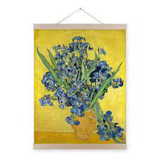 In some places, you can still see the pencil lines. Irise Vincent Van Gogh Yellow Modern Blue Flower Poster Print Original Floral Vase Famous Canvas Oil Painting Home Wall Art Gift Painting Living Room Colors Painting Vincent Van Goghpainting Time Aliexpress