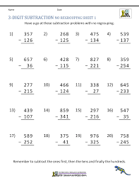 Janine owns a catering service company. 3 Digit Subtraction Worksheets