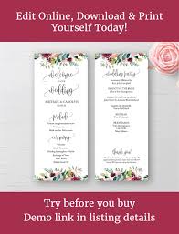 Wedding Program Template Wedding Programme Printable Floral Wedding Ceremony Program 3 75 X9 Diy Edit Online Download And Print Wedding Programs Template Wedding Programs Wedding Ceremony Programs