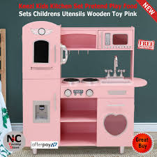 This playset harkens back to a time past when. Keezi Kids Kitchen Set Pretend Play Food Sets Childrens Utensils Wooden Toy Pink Nice N Cheap Variety Store