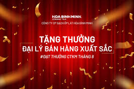 Gạch ốp lát Hòa Bình Minh: Tặng thưởng các Đại lý phân phối đạt chương  trình khuyến mãi tháng 8/2022 - Công ty Cổ phần Gạch ốp lát Hòa Bình Minh -