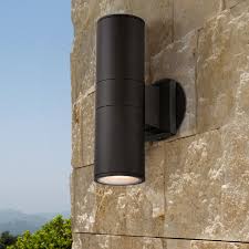 Possini Euro Design Modern Outdoor Wall Light Fixture Black 11 3 4 Cylinder Up Down Exterior House Porch Patio Walmart Com Walmart Com