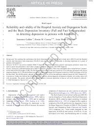 Not at all mildly but it Pdf Golden J R M Conroy Et Al 2007 Reliability And Validity Of The Hospital Anxiety And Depression Scale And The Beck Depression Inventory Full And Fastscreen Scales In Detecting Depression In