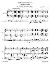Saint Saens The Elephant From Carnival Of The Animals As Scored For Double Bass And Piano With Score And Par Carnival Of The Animals Sheet Music Saint Saens