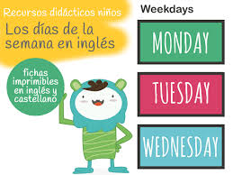 El inglés es una de las lenguas más habladas en el mundo. Imprimible Dias De Las Semana En Ingles Para Ninos Manualidades