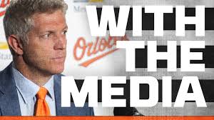 Orioles general manager Mike Elias chats with the media