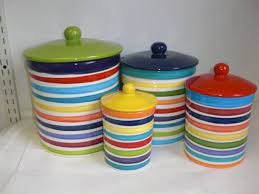 5 out of 5 stars (1,048) $ 10.28. Set Of 4 Rainbow And White Bright Stripes Ceramic Kitchen Canisters Ceramic Kitchen Canisters Kitchen Canister Sets Ceramic Kitchen