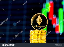 Stack Ether Coins Price Chart Background Stock Photo Edit