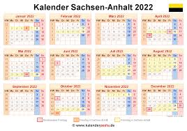 Für microsoft excel ab version 2007 (.xlsx datei) Ferien Sachsen Anhalt 2022 Ical