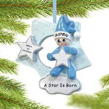 Personalized Snow Baby First Christmas Boy Christmas Ornament