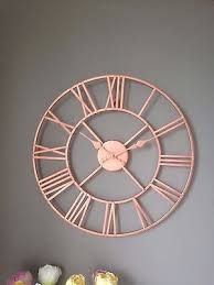 Rose Gold Copper Colour Metal Skeleton Wall Clock Roman Numerals 40 Cm Room Decor Bedroom Rose Gold Rose Gold Bedroom Decor Rose Gold Kitchen