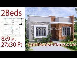 House Plans 8x9 Meters 72m2 With 2 Bedrooms Youtube In 2021 Modern Contemporary House Plans House Layout Plans Model House Plan