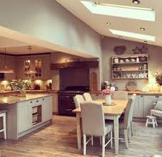 Kitchen diner layouts often benefit from creating a cohesive scheme throughout the new and bigger space. Kitchen Wall Decored Farmhouse Spaces 32 Best Ideas Open Plan Kitchen Diner Home Kitchens Kitchen Dining Living